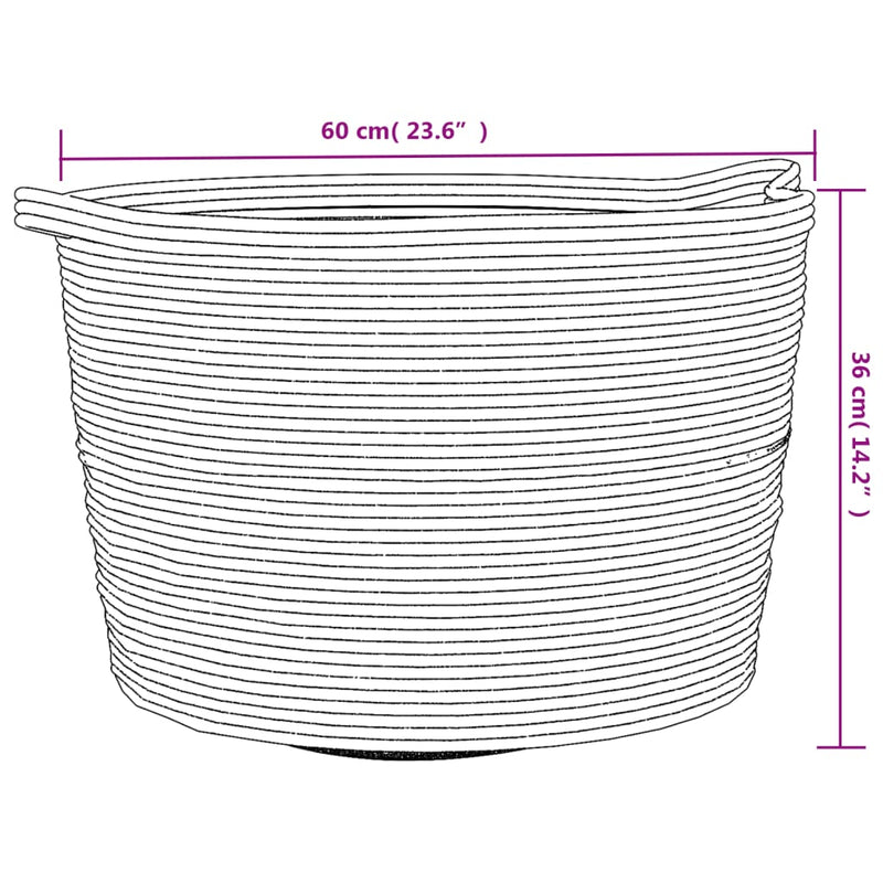 vidaXL szürke-fehér pamut szennyeskosár Ø60 x 36 cm