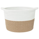 vidaXL barna-fehér pamut szennyeskosár Ø60 x 36 cm