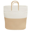 vidaXL bézs-fehér pamut tárolókosár Ø43 x 38 cm
