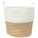 vidaXL barna-fehér pamut tárolókosár Ø43 x 38 cm