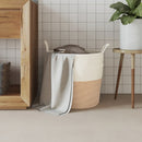 vidaXL barna-fehér pamut tárolókosár Ø43 x 38 cm