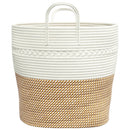 vidaXL barna-fehér pamut tárolókosár Ø43 x 38 cm