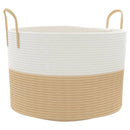 vidaXL bézs-fehér pamut tárolókosár Ø51 x 33 cm