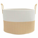 vidaXL bézs-fehér pamut tárolókosár Ø51 x 33 cm