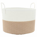 vidaXL barna-fehér pamut tárolókosár Ø51 x 33 cm