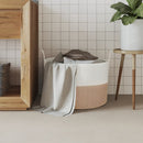vidaXL barna-fehér pamut tárolókosár Ø51 x 33 cm