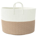 vidaXL barna-fehér pamut tárolókosár Ø51 x 33 cm