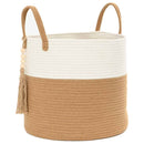 vidaXL barna-fehér pamut tárolókosár Ø40 x 35 cm