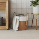vidaXL barna-fehér pamut tárolókosár Ø40 x 35 cm