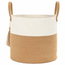 vidaXL barna-fehér pamut tárolókosár Ø40 x 35 cm