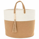 vidaXL barna-fehér pamut tárolókosár Ø40 x 35 cm