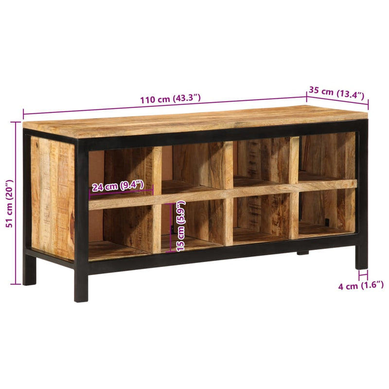 vidaXL tömör nyers mangófa cipőtároló pad 110 x 35 x 51 cm