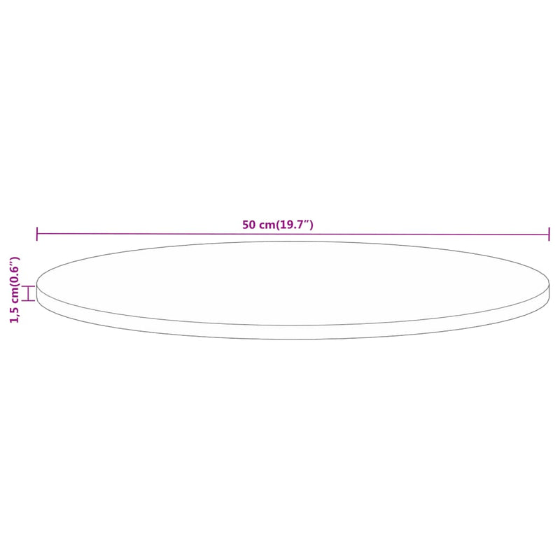 vidaXL tömör nyers mangófa kerek asztallap Ø50 x 1,5 cm