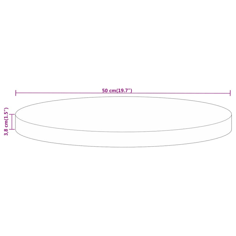 vidaXL tömör nyers mangófa kerek asztallap Ø50 x 3,8 cm