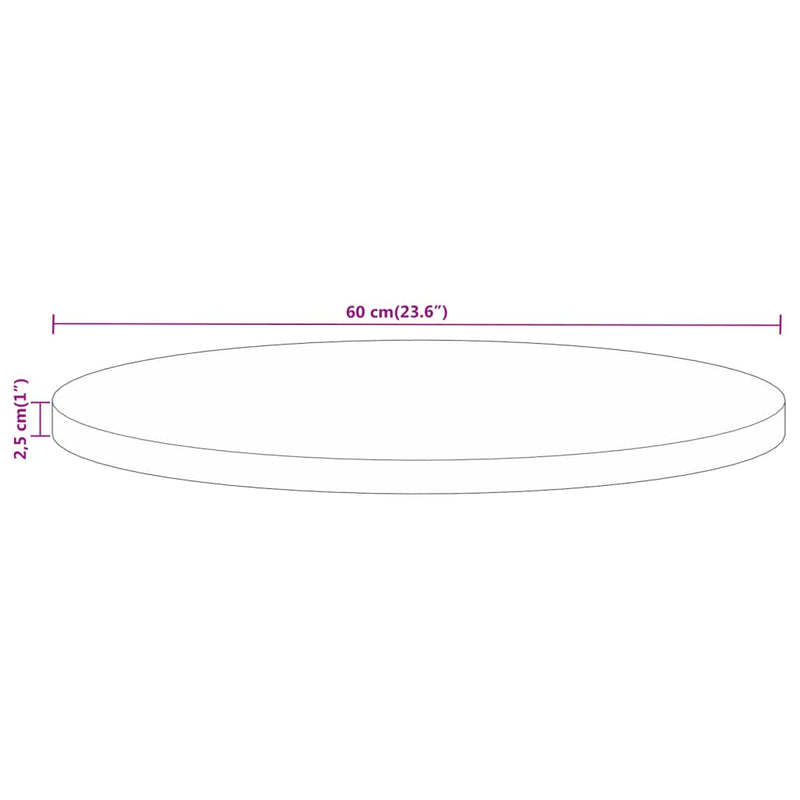 vidaXL tömör nyers mangófa kerek asztallap Ø60 x 2,5 cm