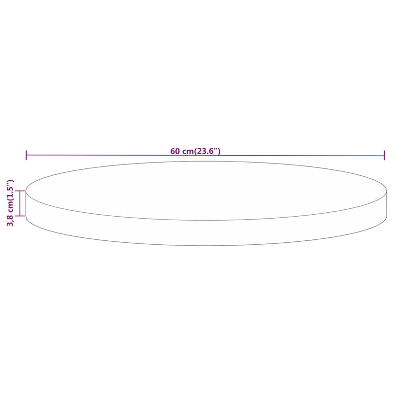 vidaXL tömör nyers mangófa kerek asztallap Ø60 x 3,8 cm