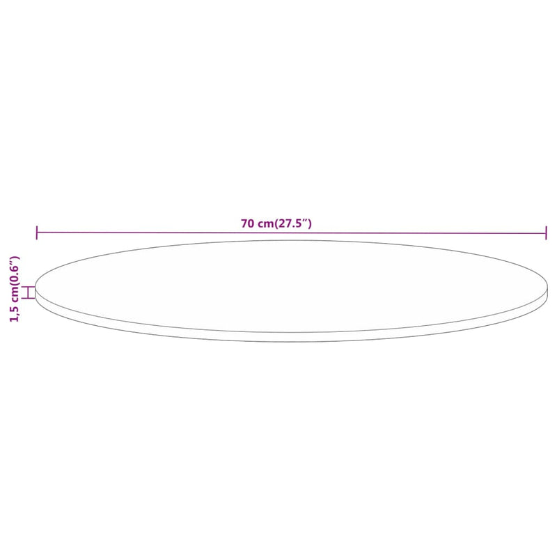 vidaXL tömör nyers mangófa kerek asztallap Ø70 x 1,5 cm