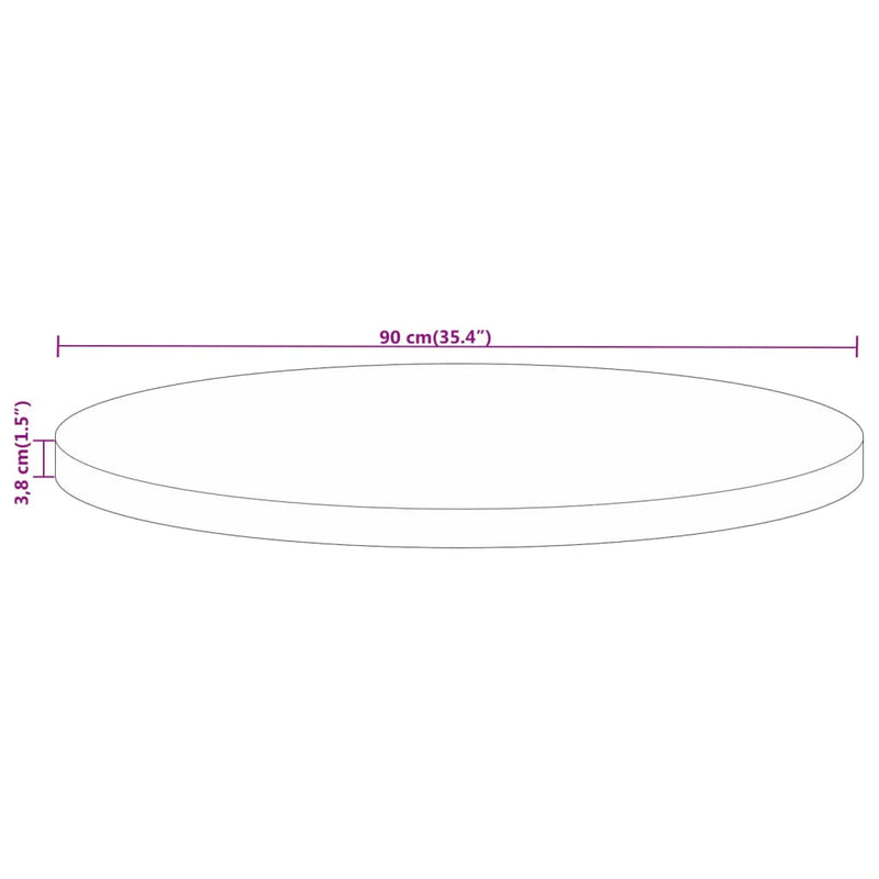 vidaXL tömör nyers mangófa kerek asztallap Ø90 x 3,8 cm