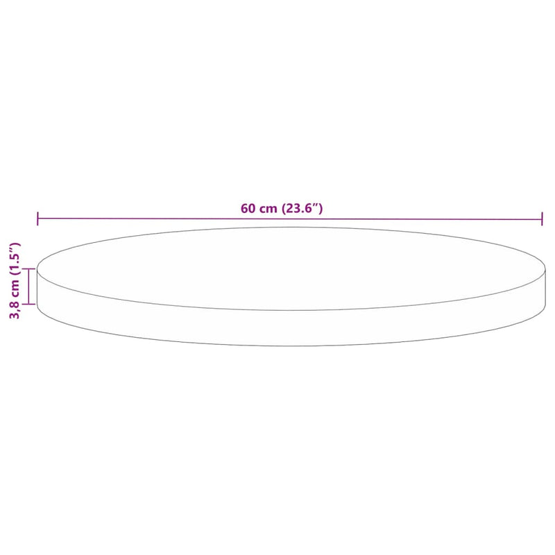 vidaXL tömör újrahasznosított fa kerek asztallap Ø60 x 3,8 cm