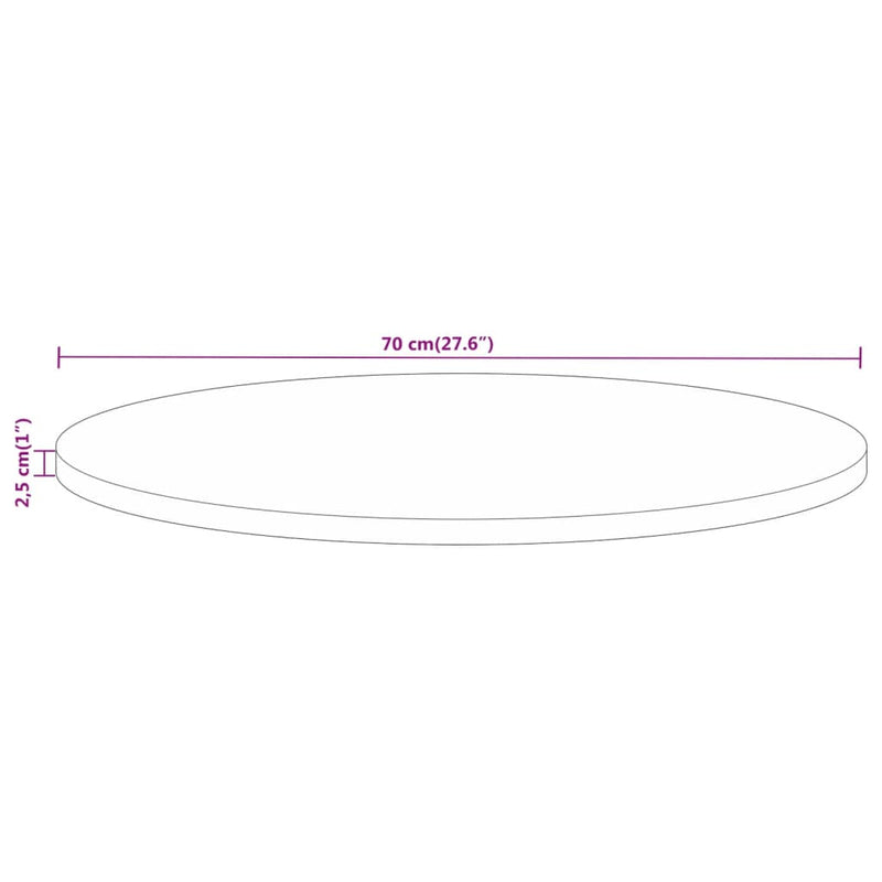 vidaXL tömör újrahasznosított fa kerek asztallap Ø70 x 2,5 cm