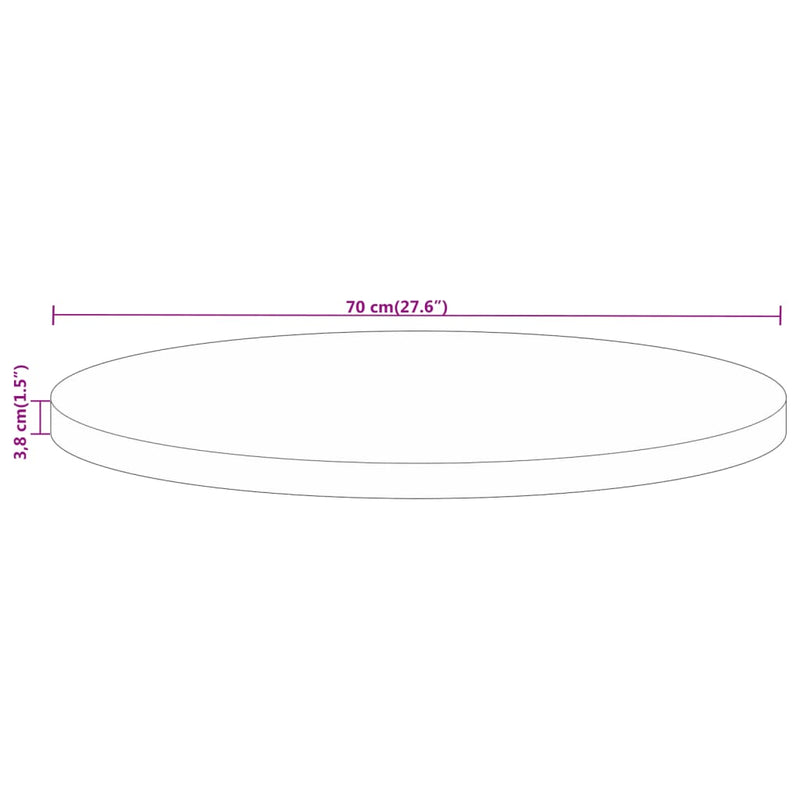 vidaXL tömör újrahasznosított fa kerek asztallap Ø70 x 3,8 cm