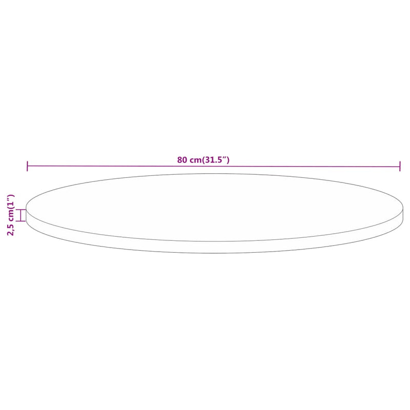 vidaXL tömör újrahasznosított fa kerek asztallap Ø80 x 2,5 cm