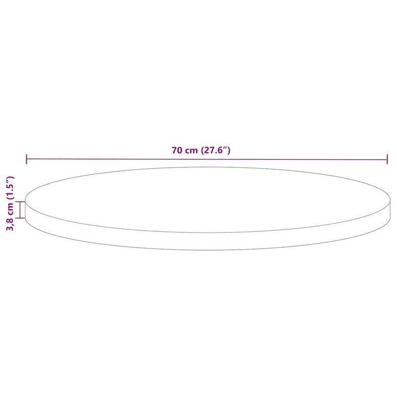 vidaXL tömör újrahasznosított fa kerek asztallap Ø70 x 3,8 cm
