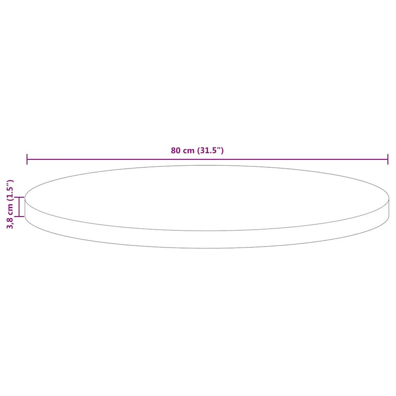 vidaXL tömör újrahasznosított fa kerek asztallap Ø80 x 3,8 cm