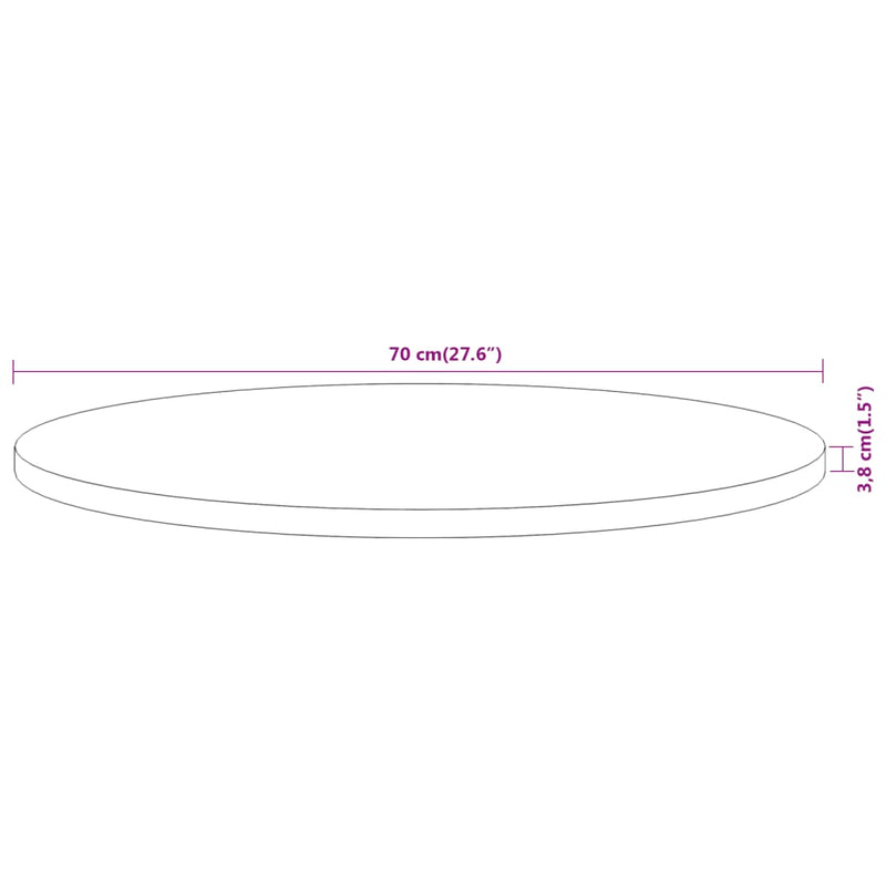 vidaXL tömör akácfa kerek asztallap Ø70 x 3,8 cm
