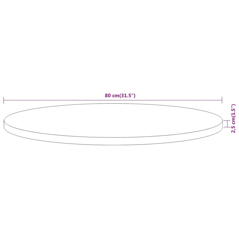 vidaXL tömör akácfa kerek asztallap Ø80 x 2,5 cm