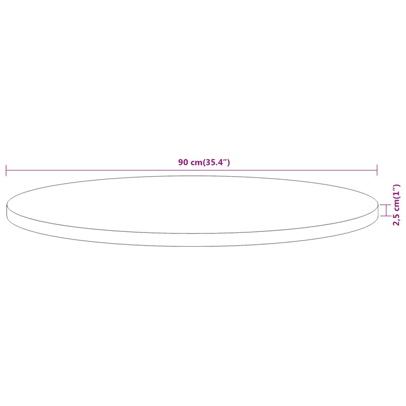 vidaXL tömör akácfa kerek asztallap Ø90 x 2,5 cm