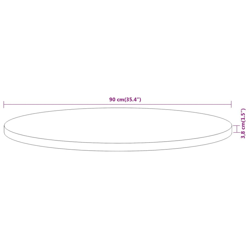 vidaXL tömör akácfa kerek asztallap Ø90 x 3,8 cm