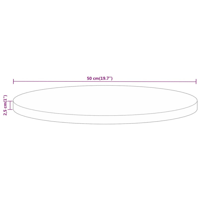 vidaXL tömör mangófa kerek asztallap Ø50 x 2,5 cm
