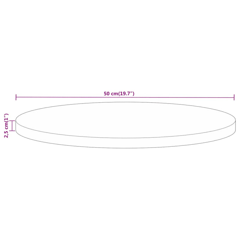 vidaXL tömör mangófa kerek asztallap Ø50 x 2,5 cm