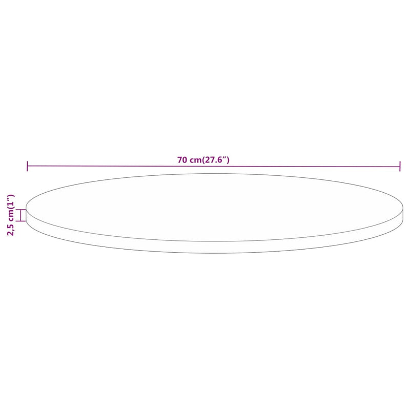 vidaXL tömör mangófa kerek asztallap Ø70 x 2,5 cm