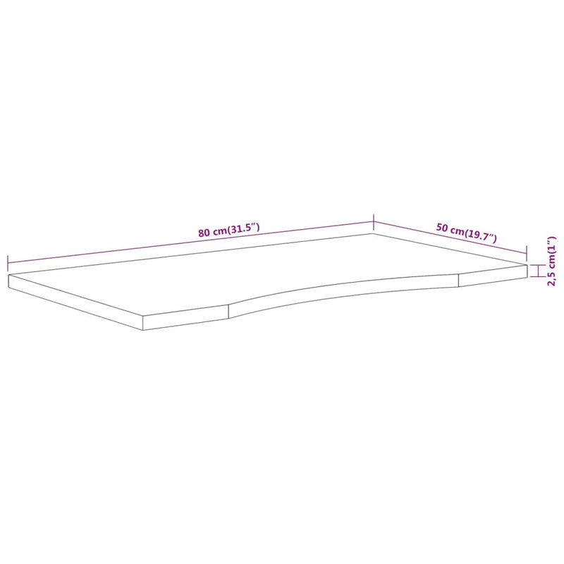vidaXL tömör akácfa téglalap alakú asztallap 80 x 50 x 2,5 cm