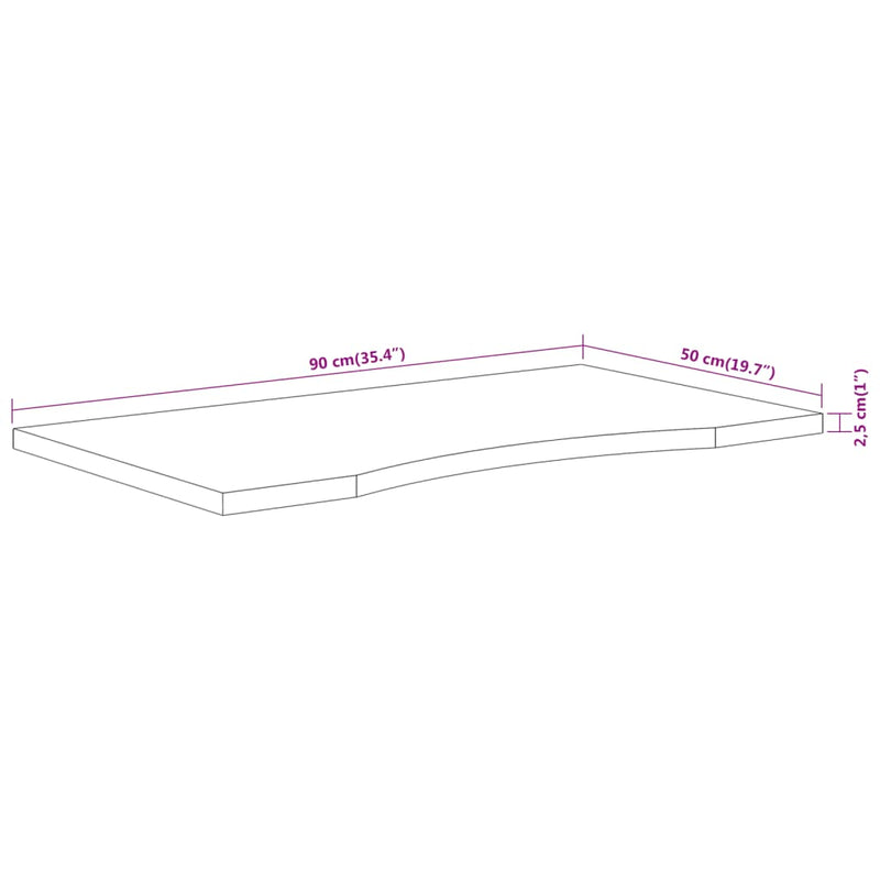 vidaXL tömör akácfa téglalap alakú asztallap 90 x 50 x 2,5 cm