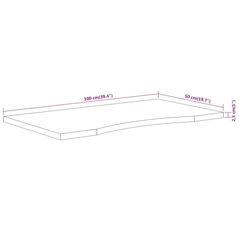 vidaXL tömör akácfa téglalap alakú asztallap 100 x 50 x 2,5 cm