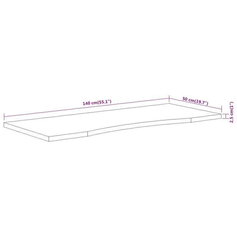 vidaXL tömör akácfa téglalap alakú asztallap 140 x 50 x 2,5 cm
