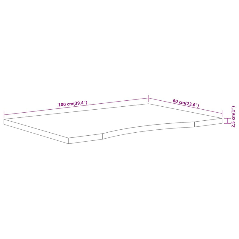 vidaXL tömör akácfa téglalap alakú asztallap 100 x 60 x 2,5 cm
