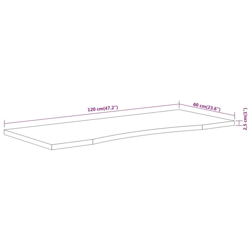 vidaXL tömör akácfa téglalap alakú asztallap 120 x 60 x 2,5 cm