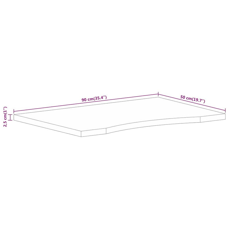 vidaXL tömör nyers mangófa íves asztallap 90 x 50 x 2,5 cm
