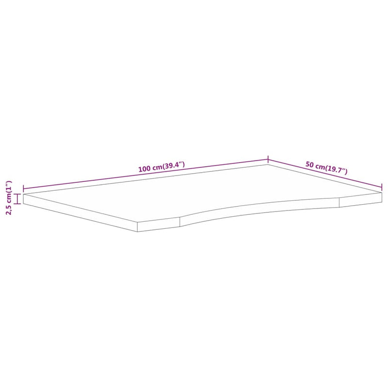 vidaXL tömör nyers mangófa íves asztallap 100 x 50 x 2,5 cm