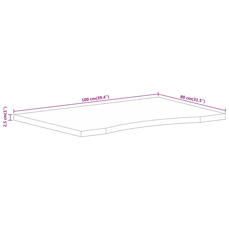 vidaXL tömör nyers mangófa íves asztallap 100 x 80 x 2,5 cm
