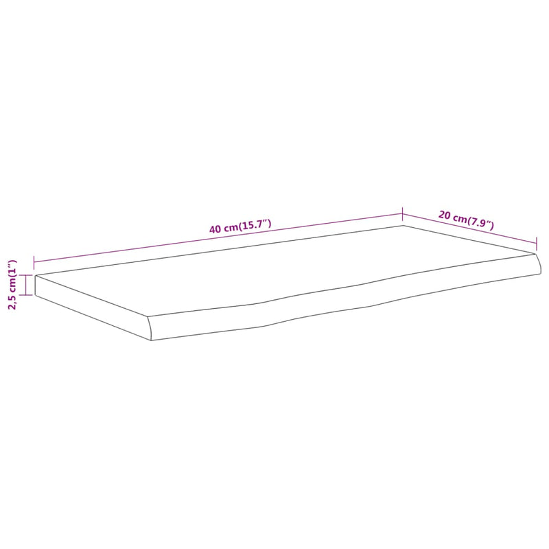 vidaXL tömör akácfa téglalap alakú fali polc 40 x 20 x 2,5 cm