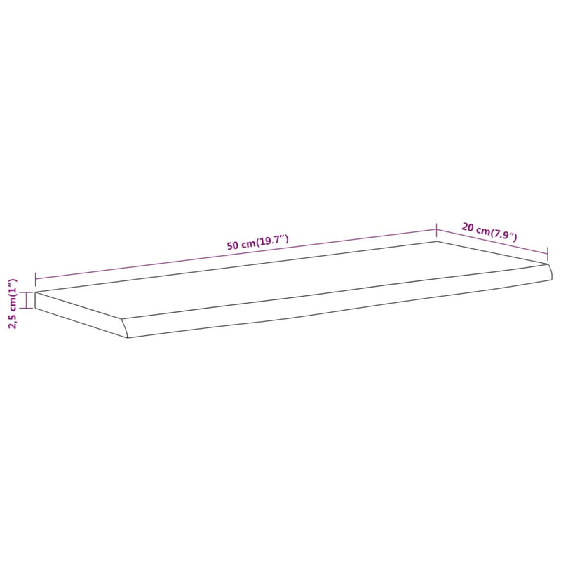 vidaXL tömör akácfa téglalap alakú fali polc 50 x 20 x 2,5 cm