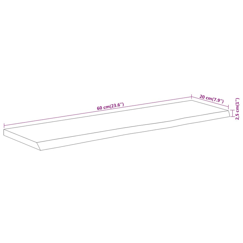 vidaXL tömör akácfa téglalap alakú fali polc 60 x 20 x 2,5 cm