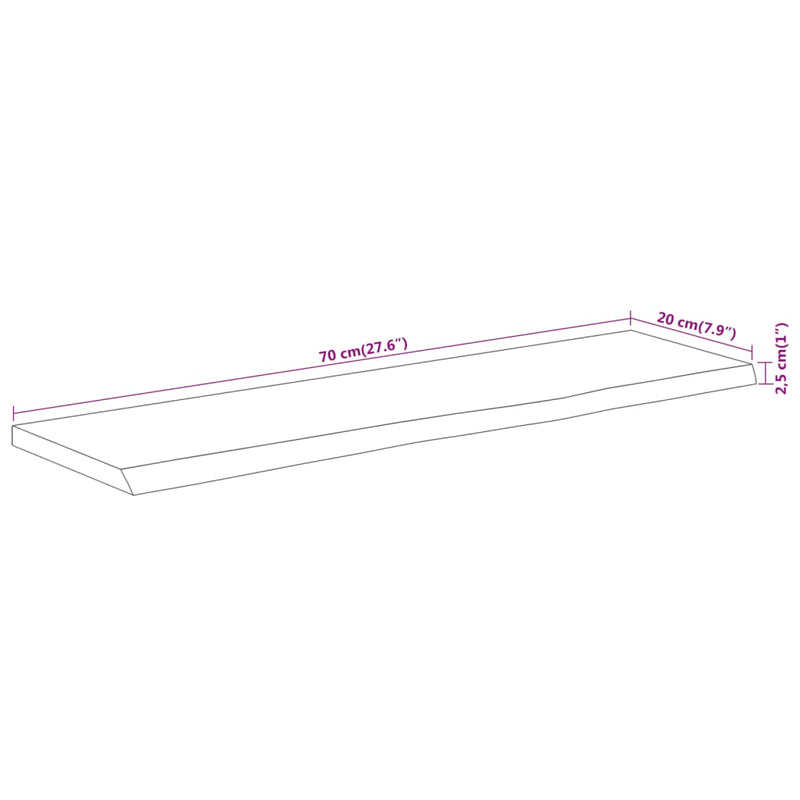 vidaXL tömör akácfa téglalap alakú fali polc 70 x 20 x 2,5 cm