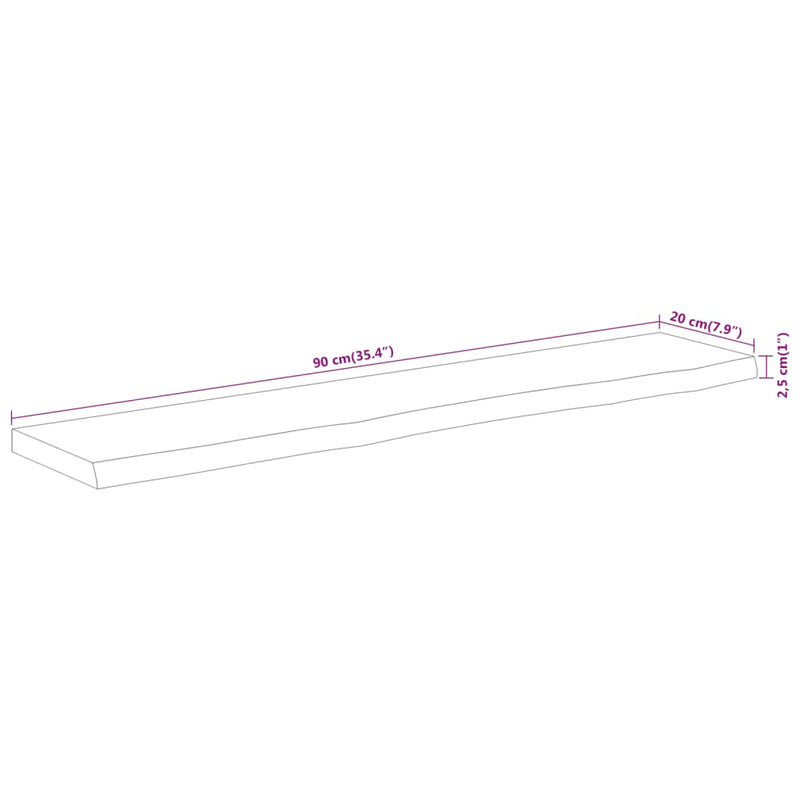 vidaXL tömör akácfa téglalap alakú fali polc 90 x 20 x 2,5 cm