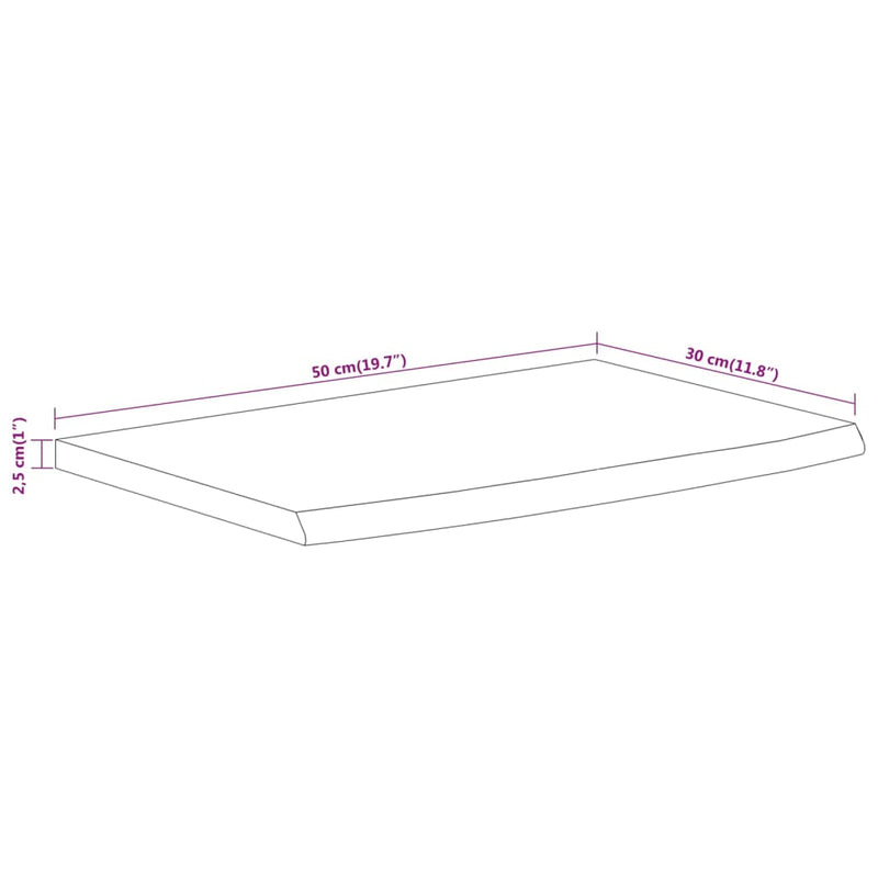 vidaXL tömör akácfa téglalap alakú fali polc 50 x 30 x 2,5 cm